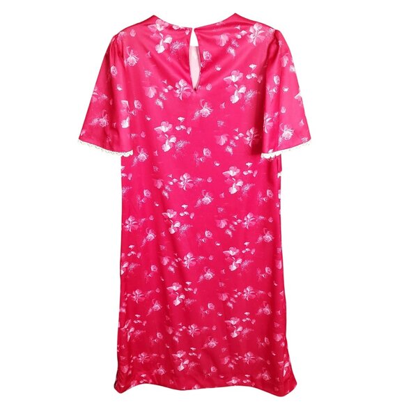 Vintage Sears Size 10 Dress Floral Lace Trim Shoulder Ribbon Floral Pattern Pink - Picture 2 of 13